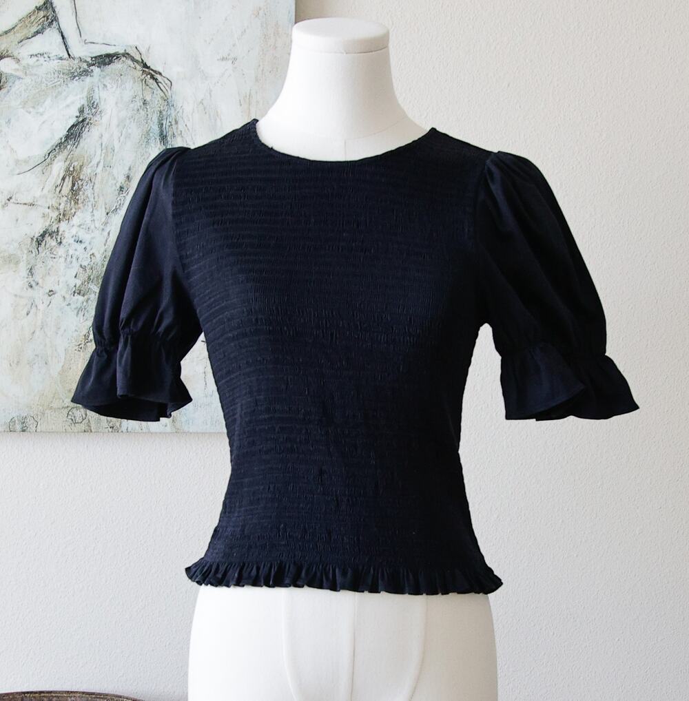 Reformation Organic Cotton Puff-sleeve scrunch Top size M